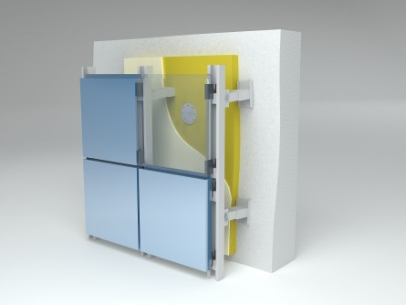 конструкционная схема вентилируемого фасада с панелями из АКМ